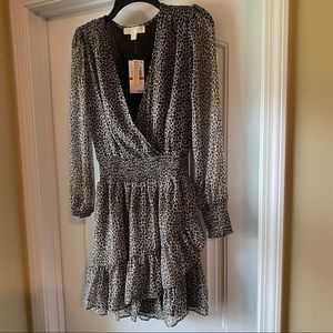 Michael Michael Kors dress animal print gold highlights elastic waist NWT